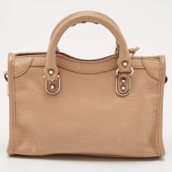 Balenciaga Beige Leather Nano City Metallic Edge Tote