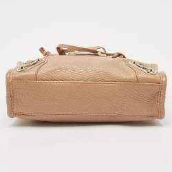 Balenciaga Beige Leather Nano City Metallic Edge Tote