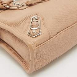 Balenciaga Beige Leather Nano City Metallic Edge Tote
