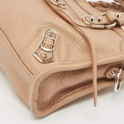 Balenciaga Beige Leather Nano City Metallic Edge Tote