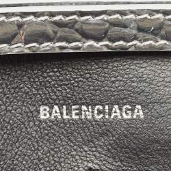 Balenciaga Silver Croc Embossed Patent Leather Hourglass Wallet on Chain