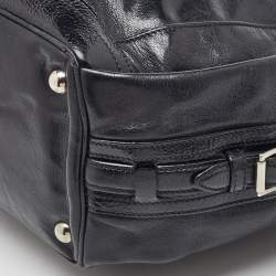 Pre Owned Balenciaga Black Leather Monogram Crest Double Zip Hobo