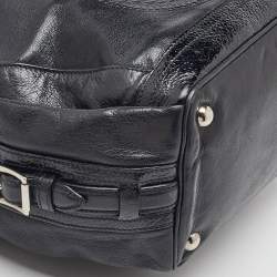 Pre Owned Balenciaga Black Leather Monogram Crest Double Zip Hobo