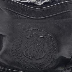 Pre Owned Balenciaga Black Leather Monogram Crest Double Zip Hobo