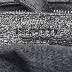 Pre Owned Balenciaga Black Leather Monogram Crest Double Zip Hobo