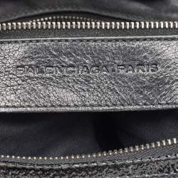 Pre Owned Balenciaga Black Leather Monogram Crest Double Zip Hobo