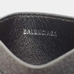 Pre Owned Balenciaga Black Glitter Leather Logo Card Holder