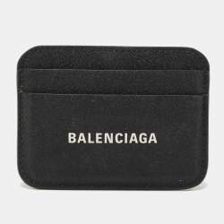 Balenciaga Black Glitter Leather Logo Card Holder