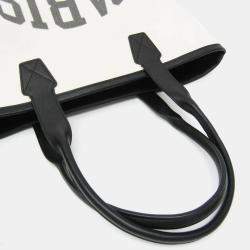 Pre Owned Balenciaga Jumbo Small Canvas Leather Tote Bag Black Off-white