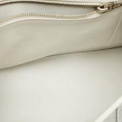 Pre Owned Balenciaga White Croc Embossed Leather Small Hourglass Top Handle Bag