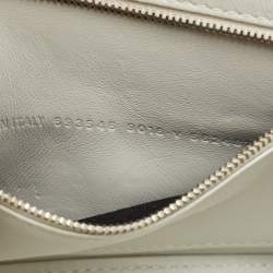 Pre Owned Balenciaga White Croc Embossed Leather Small Hourglass Top Handle Bag