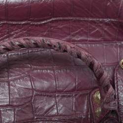 Pre Owned Balenciaga Burgundy Croc Embossed Leather Mini Classic City Bag