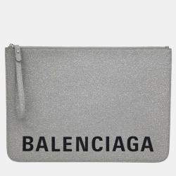 Pre Owned Balenciaga Grey Fabric Clutch
