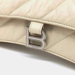 Pre Owned Balenciaga Beige Leather Crush Chain Bag Small