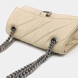 Pre Owned Balenciaga Beige Leather Crush Chain Bag Small