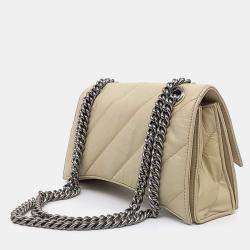 Pre Owned Balenciaga Beige Leather Crush Chain Bag Small
