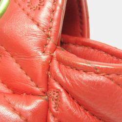 Pre Owned Balenciaga BB Logo Red Leather Shoulder Bag