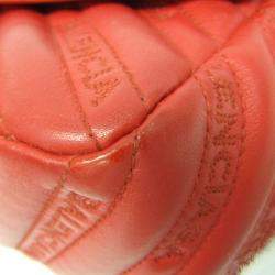 Pre Owned Balenciaga BB Logo Red Leather Shoulder Bag