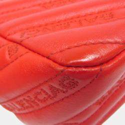 Pre Owned Balenciaga BB Logo Red Leather Shoulder Bag