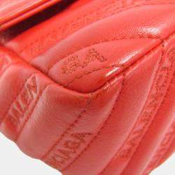 Pre Owned Balenciaga BB Logo Red Leather Shoulder Bag