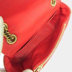 Pre Owned Balenciaga BB Logo Red Leather Shoulder Bag
