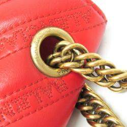 Pre Owned Balenciaga BB Logo Red Leather Shoulder Bag