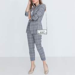 Pre Owned Balenciaga Silver Croc Embossed Leather Gossip Wallet on Chain