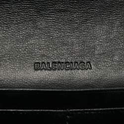 Pre Owned Balenciaga Silver Croc Embossed Leather Gossip Wallet on Chain