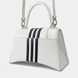 Pre Owned Balenciaga X Adidas Hourglass Small White Leather Shoulder Bag