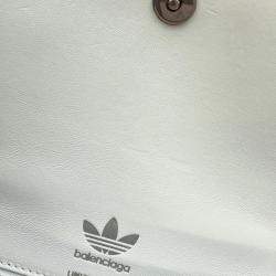 Pre Owned Balenciaga X Adidas Hourglass Small White Leather Shoulder Bag