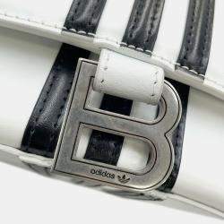 Pre Owned Balenciaga X Adidas Hourglass Small White Leather Shoulder Bag