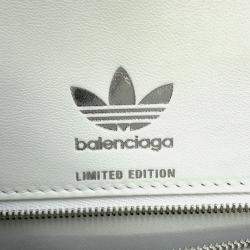 Pre Owned Balenciaga X Adidas Hourglass Small White Leather Shoulder Bag