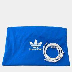 Pre Owned Balenciaga X Adidas Hourglass Small White Leather Shoulder Bag
