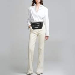 Pre Owned Balenciaga Black Leather Everyday Logo Belt Bag