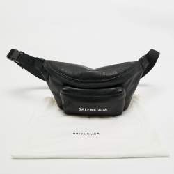 Pre Owned Balenciaga Black Leather Everyday Logo Belt Bag