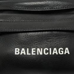Pre Owned Balenciaga Black Leather Everyday Logo Belt Bag