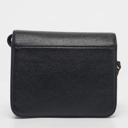Pre Owned Balenciaga Black Leather B Logo Crossbody Bag