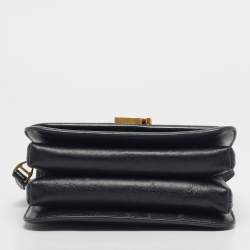 Pre Owned Balenciaga Black Leather B Logo Crossbody Bag