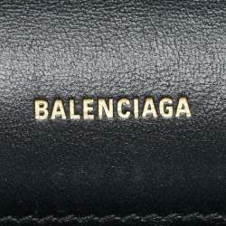 Pre Owned Balenciaga Black Leather B Logo Crossbody Bag