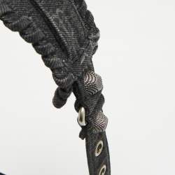 Pre Owned Balenciaga Black Denim Monogram XS Le Cagole Shoulder Bag