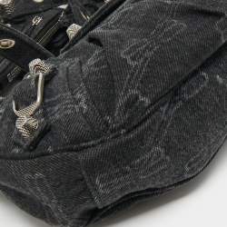 Pre Owned Balenciaga Black Denim Monogram XS Le Cagole Shoulder Bag