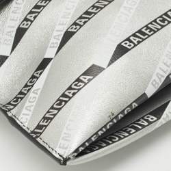 Pre Owned Balenciaga Silver Monogram Leather Plastic Bag Tote