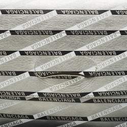 Pre Owned Balenciaga Silver Monogram Leather Plastic Bag Tote