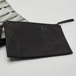 Pre Owned Balenciaga Silver Monogram Leather Plastic Bag Tote