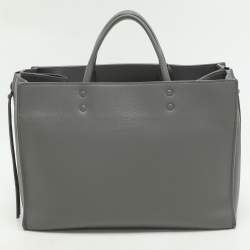 مملوكة مسبقًا Balenciaga Grey Perforated Leather Blackout Hardware Papier B4 Tote