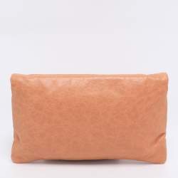 Pre Owned Balenciaga Rose Blush Leather Classic Envelope Clutch