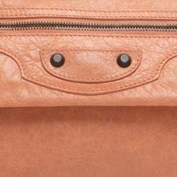 Pre Owned Balenciaga Rose Blush Leather Classic Envelope Clutch