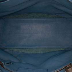 Pre Owned Balenciaga Blue Leather Motocross Blackout City Satchel