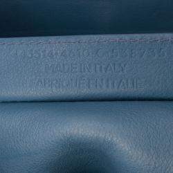 Pre Owned Balenciaga Blue Leather Motocross Blackout City Satchel