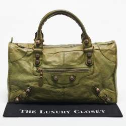 Pre Owned Balenciaga Kiwi Green Leather GGH Work Tote